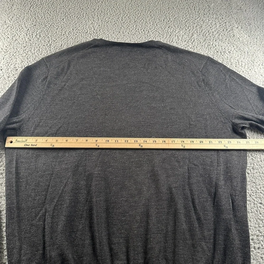 Polo Ralph Lauren Sweater Mens 2XL Gray Merino Wool V-Neck Knit Long Sleeve